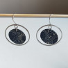 Ring circle earrings with washi paper -chrysanthenum