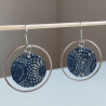 Ring circle earrings with washi paper -chrysanthenum