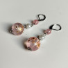 Pink cherry bead earrings- long