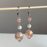 Pink cherry bead earrings- long