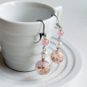 Pink cherry bead earrings- long