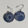 Paper earrings Round Crysanthenum-Indigo