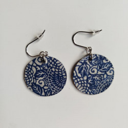 Paper earrings Round Crysanthenum-Indigo