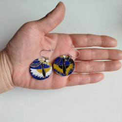 Circle Paper earrings Crane navy