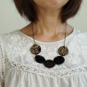 Circle beads and paper short necklace