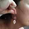 Plum flower earring with Leaf