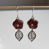 Plum flower earring with Leaf