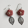 Plum flower earring with Leaf