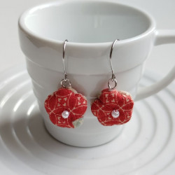 Plum flower earring -Red