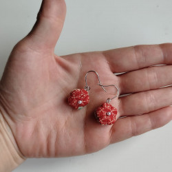 Plum flower earring -Red