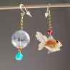 Earrings goldfish and bubble