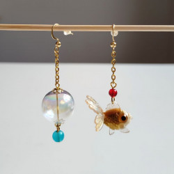 Earrings goldfish and bubble