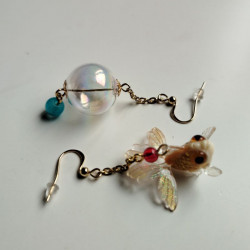 Earrings goldfish and bubble