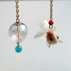 Earrings goldfish and bubble