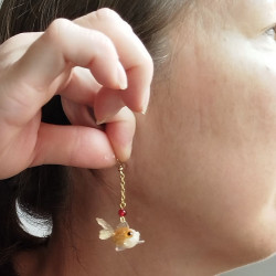 Earrings goldfish and bubble