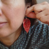 Earrings origami Leaf Seigaiha waves