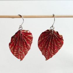 Earrings origami Leaf Seigaiha waves