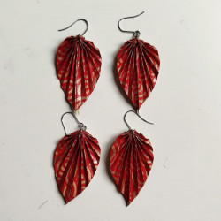 Earrings origami Leaf Seigaiha waves