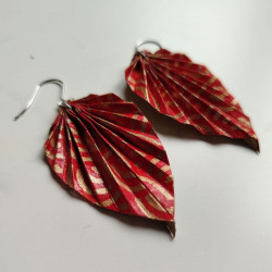 Earrings origami Leaf Seigaiha waves