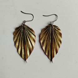 Earrings origami Leaf Seigaiha waves