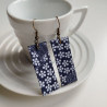 Paper earrings rectangle-indigo