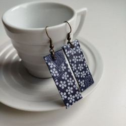 Paper earrings rectangle-indigo