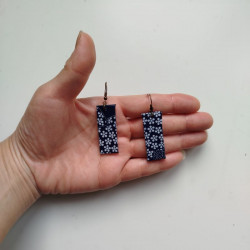 Paper earrings rectangle-indigo