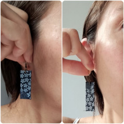 Paper earrings rectangle-indigo