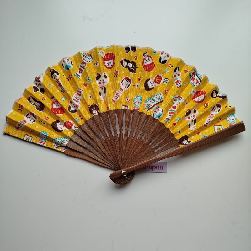 Japanese fan in cotton -yellow