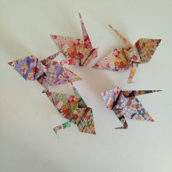 5 origami gru -decori giapponesi