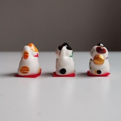 Set of 3 Ceramic Maneki Neko Lucky Cats