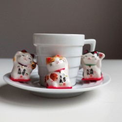 Set of 3 Ceramic Maneki Neko Lucky Cats