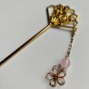 Kanzashi hair stick- fan pink