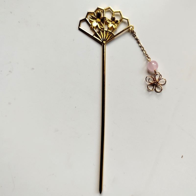 Kanzashi hair stick- fan pink