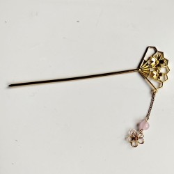 Kanzashi hair stick- fan pink