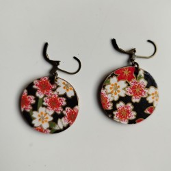 Paper earrings -cherry blossoms on black