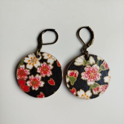 Paper earrings -cherry blossoms on black