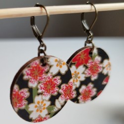 Paper earrings -cherry blossoms on black