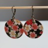 Paper earrings -cherry blossoms on black