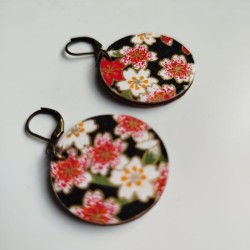 Paper earrings -cherry blossoms on black