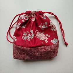 Kinchaku sack Cherryblossoms red