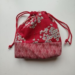 Kinchaku sack Cherryblossoms red