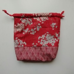 Kinchaku sack Cherryblossoms red