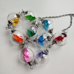 Necklace Crane in bubble -rainbow