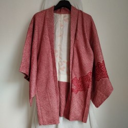 Haori -Giacca Kimono- Shibori Rosso