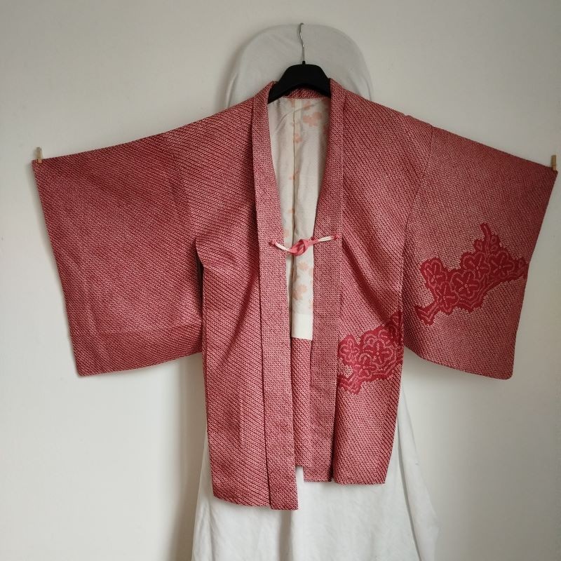 Haori Kimono jacket -Shibori red