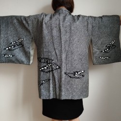 Haori -Giacca Kimono- Shibori Nero