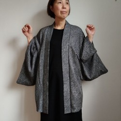 Haori Kimono jacket -Shibori Black