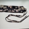 Obi belt in japanese cotton -cherry in black