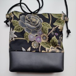 Mini shoulder bag -black peony